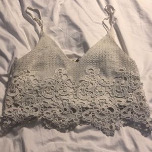 White lace crop top